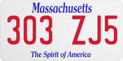 MA license plate 303ZJ5