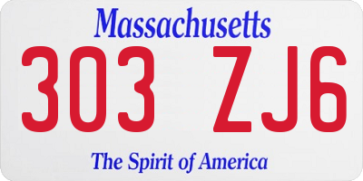 MA license plate 303ZJ6