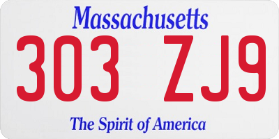 MA license plate 303ZJ9