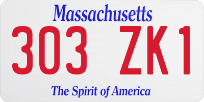 MA license plate 303ZK1