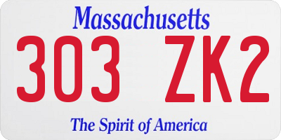 MA license plate 303ZK2