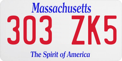 MA license plate 303ZK5