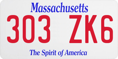 MA license plate 303ZK6