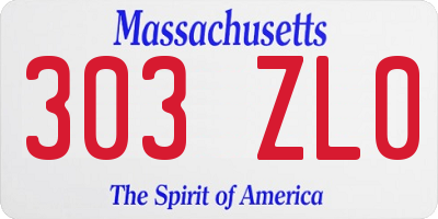 MA license plate 303ZL0