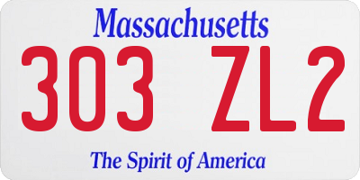 MA license plate 303ZL2