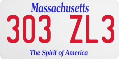 MA license plate 303ZL3