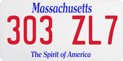 MA license plate 303ZL7