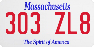 MA license plate 303ZL8