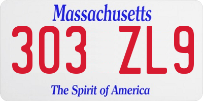 MA license plate 303ZL9