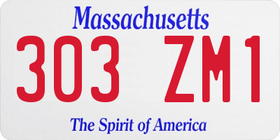 MA license plate 303ZM1