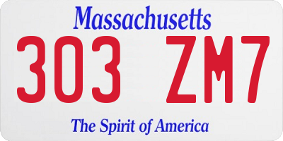 MA license plate 303ZM7