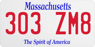 MA license plate 303ZM8
