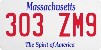 MA license plate 303ZM9