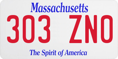 MA license plate 303ZN0