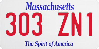 MA license plate 303ZN1