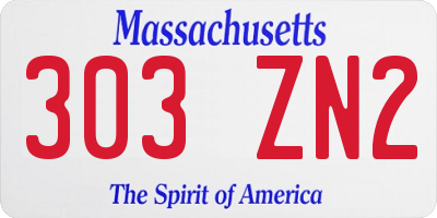 MA license plate 303ZN2