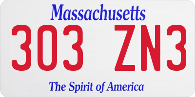 MA license plate 303ZN3