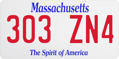 MA license plate 303ZN4