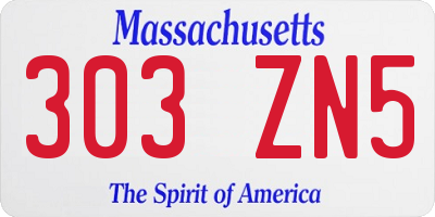MA license plate 303ZN5