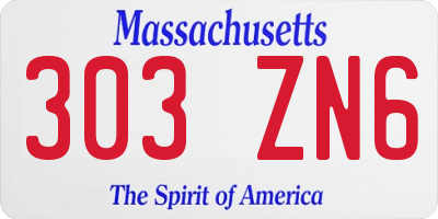MA license plate 303ZN6