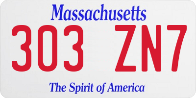 MA license plate 303ZN7