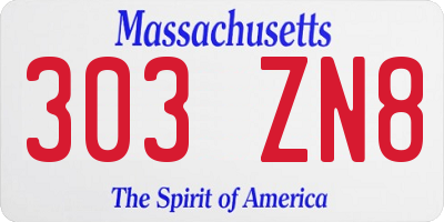 MA license plate 303ZN8