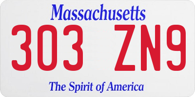 MA license plate 303ZN9