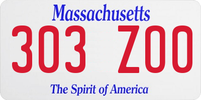MA license plate 303ZO0