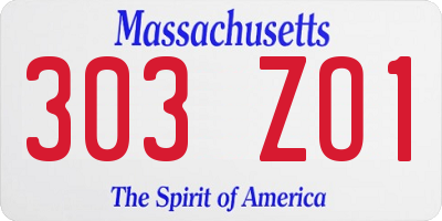 MA license plate 303ZO1