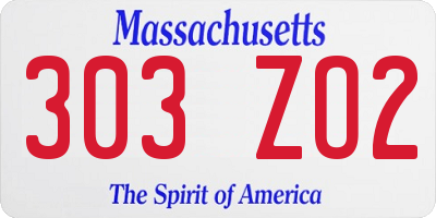 MA license plate 303ZO2