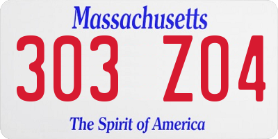 MA license plate 303ZO4