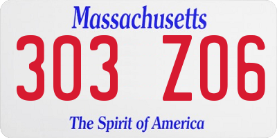 MA license plate 303ZO6