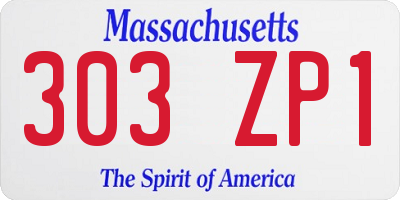 MA license plate 303ZP1