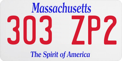 MA license plate 303ZP2