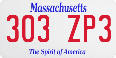 MA license plate 303ZP3