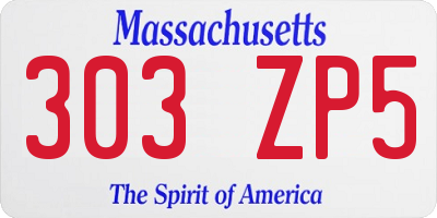 MA license plate 303ZP5