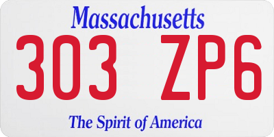 MA license plate 303ZP6