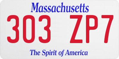 MA license plate 303ZP7
