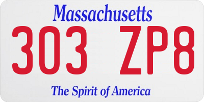MA license plate 303ZP8