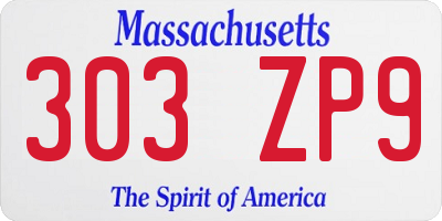 MA license plate 303ZP9