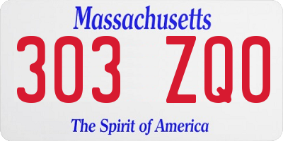 MA license plate 303ZQ0