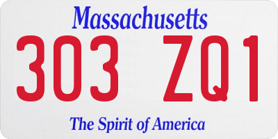 MA license plate 303ZQ1