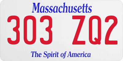 MA license plate 303ZQ2