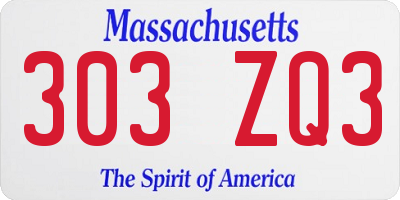 MA license plate 303ZQ3