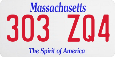MA license plate 303ZQ4