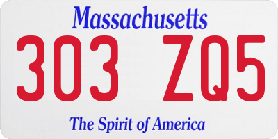 MA license plate 303ZQ5