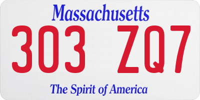 MA license plate 303ZQ7