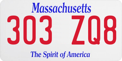 MA license plate 303ZQ8