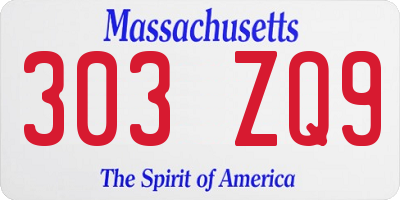 MA license plate 303ZQ9