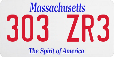 MA license plate 303ZR3